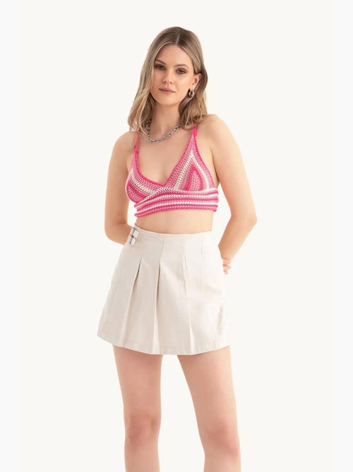 Camisole gestreept gehaakt v-hals kort hiccup - Kiabi Camisole gestreept gehaakt v-hals kort hiccup - Kiabi