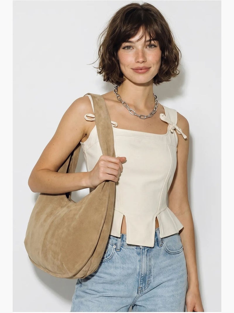 Camisole kort aansluitend met strik lucci Crème - Kiabi