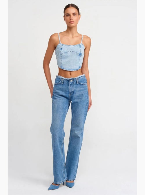 Camisole kort denim vierkante hals aansluitend dilvin - Kiabi Camisole kort denim vierkante hals aansluitend dilvin - Kiabi