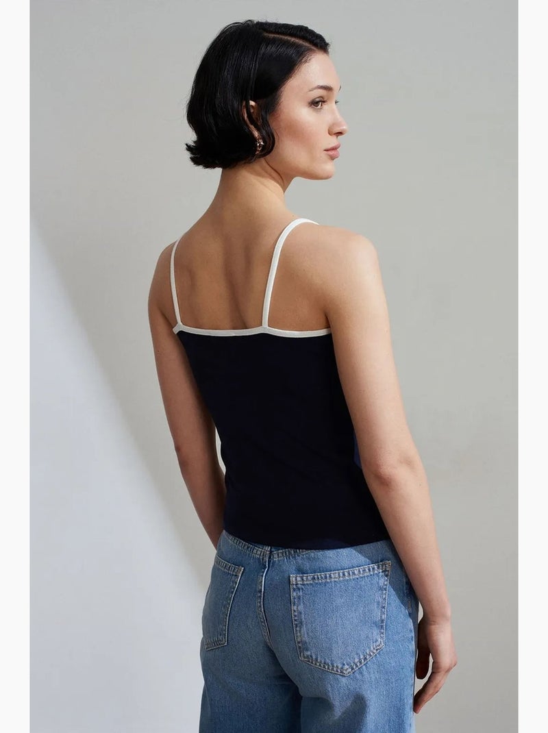 Camisole rib colorblock dilvin Marineblauw - Kiabi