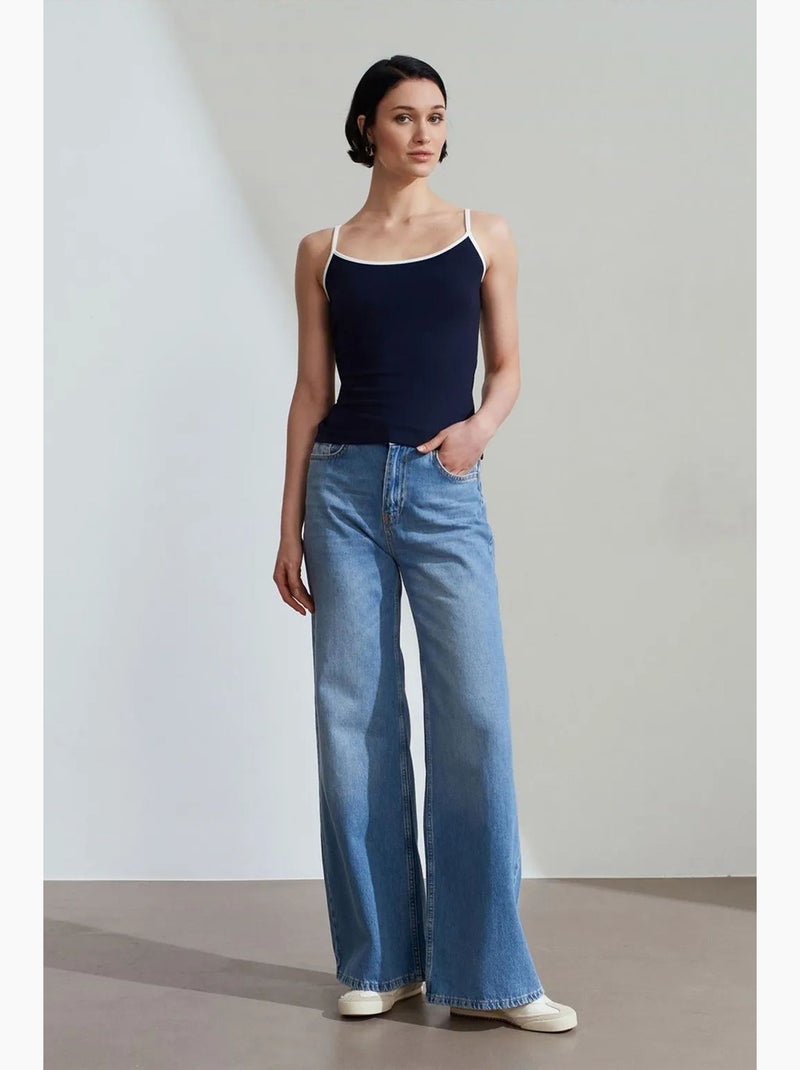 Camisole rib colorblock dilvin Marineblauw - Kiabi