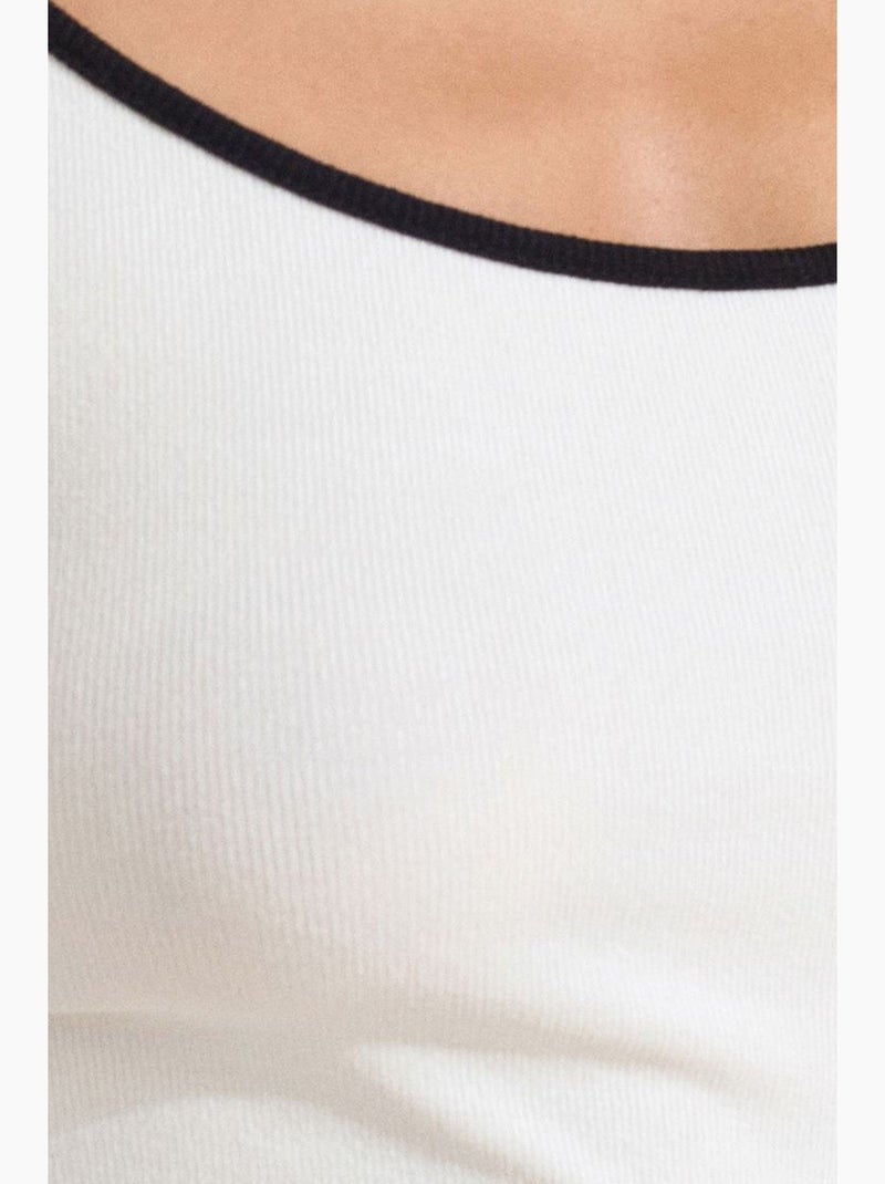 Camisole rib colorblock dilvin Wit Zwart - Kiabi