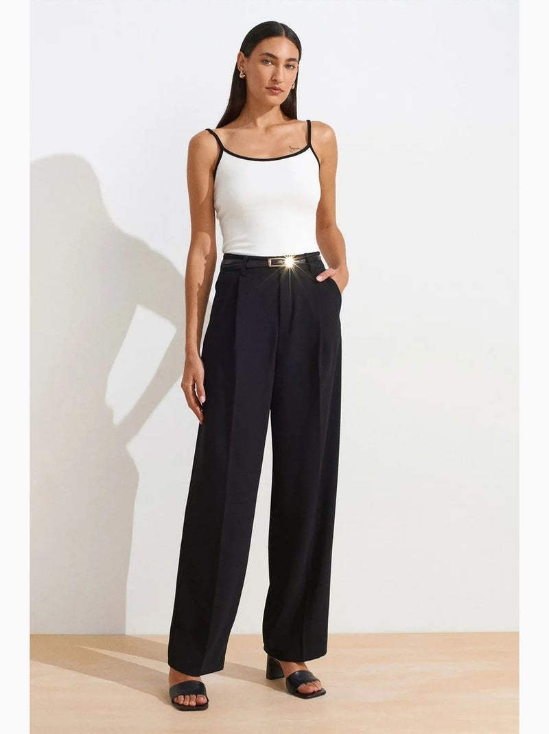 Camisole rib colorblock dilvin Wit Zwart - Kiabi