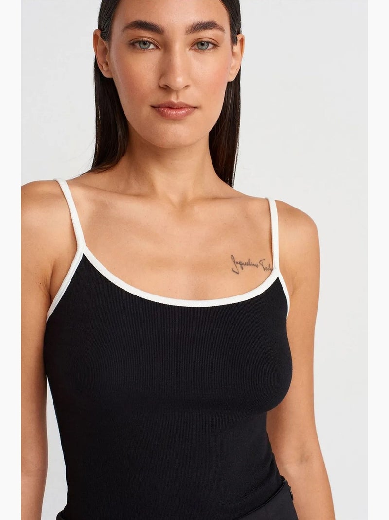 Camisole rib colorblock dilvin Zwart - Kiabi