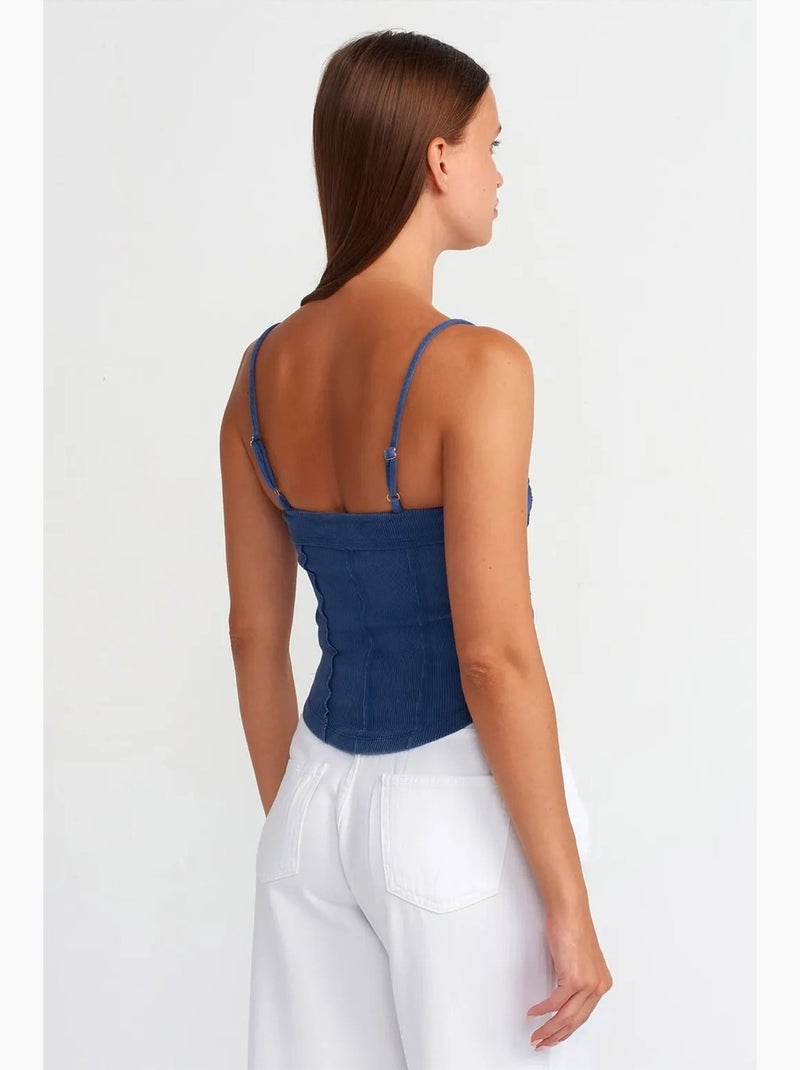 Camisole rib met vierkante hals kort dilvin Blauw - Kiabi