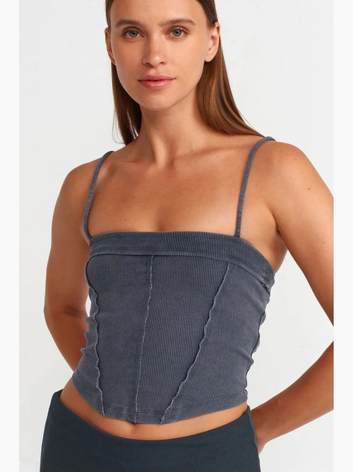 Camisole rib met vierkante hals kort dilvin - Kiabi