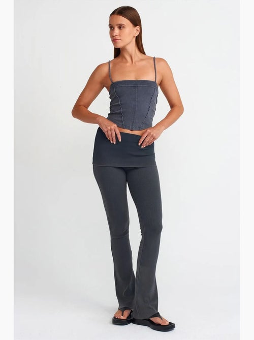 Camisole rib met vierkante hals kort dilvin - Kiabi