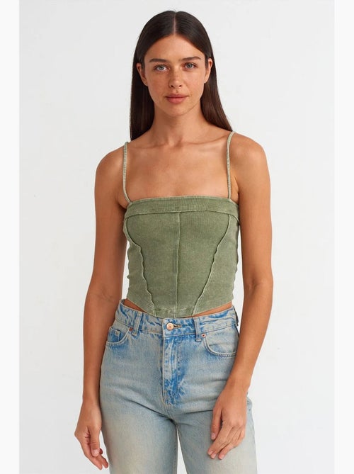 Camisole rib met vierkante hals kort dilvin - Kiabi Camisole rib met vierkante hals kort dilvin - Kiabi