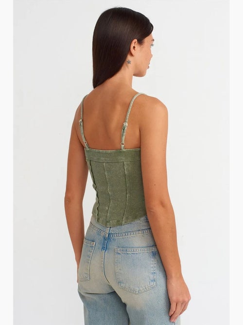 Camisole rib met vierkante hals kort dilvin - Kiabi Camisole rib met vierkante hals kort dilvin - Kiabi