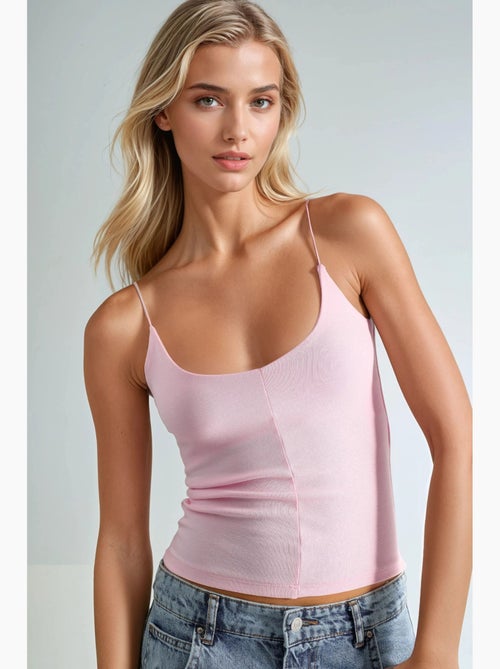 Camisole rib ronde hals aansluitend busem - Kiabi Camisole rib ronde hals aansluitend busem - Kiabi