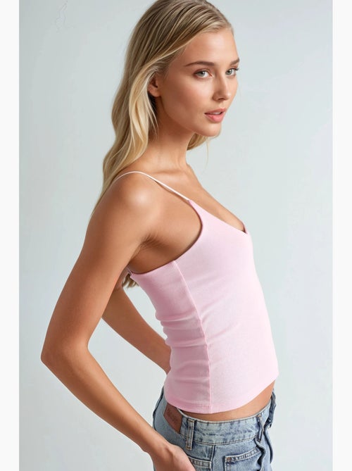 Camisole rib ronde hals aansluitend busem - Kiabi Camisole rib ronde hals aansluitend busem - Kiabi