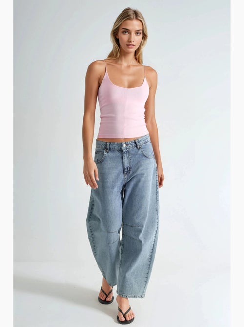 Camisole rib ronde hals aansluitend busem - Kiabi Camisole rib ronde hals aansluitend busem - Kiabi