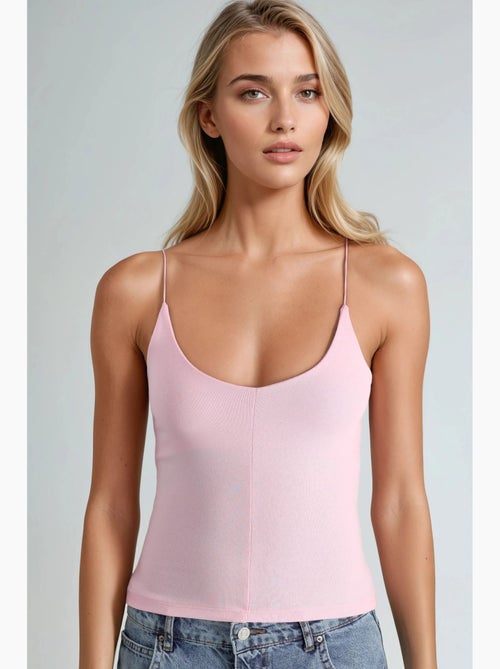 Camisole rib ronde hals aansluitend busem - Kiabi Camisole rib ronde hals aansluitend busem - Kiabi