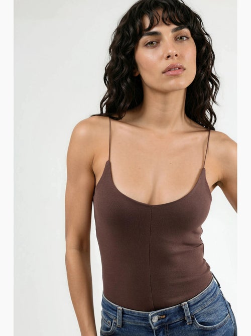 Camisole rib ronde hals aansluitend busem - Kiabi
