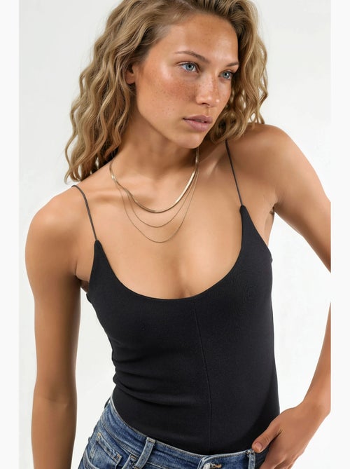 Camisole rib ronde hals aansluitend busem - Kiabi