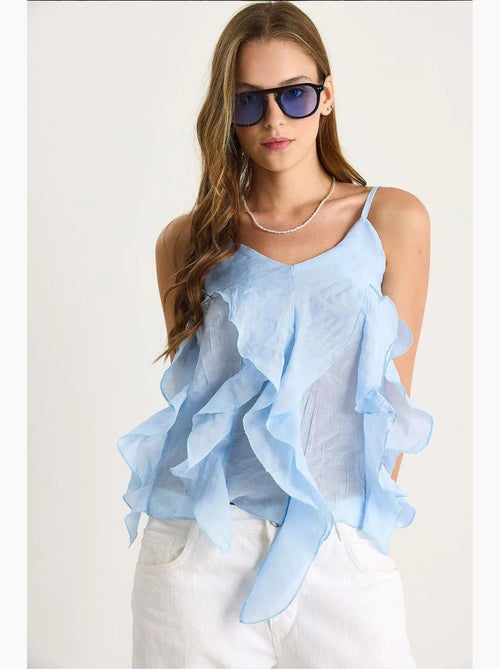 Camisole v-hals katoen met ruches lucci - Kiabi Camisole v-hals katoen met ruches lucci - Kiabi