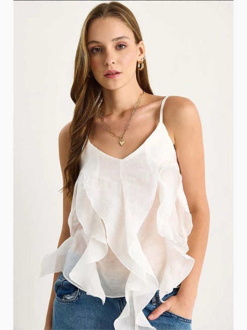 Camisole v-hals katoen met ruches lucci - Kiabi Camisole v-hals katoen met ruches lucci - Kiabi
