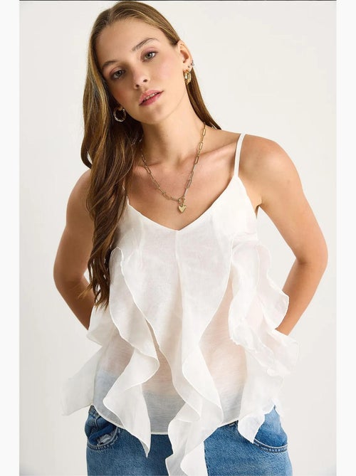 Camisole v-hals katoen met ruches lucci - Kiabi Camisole v-hals katoen met ruches lucci - Kiabi