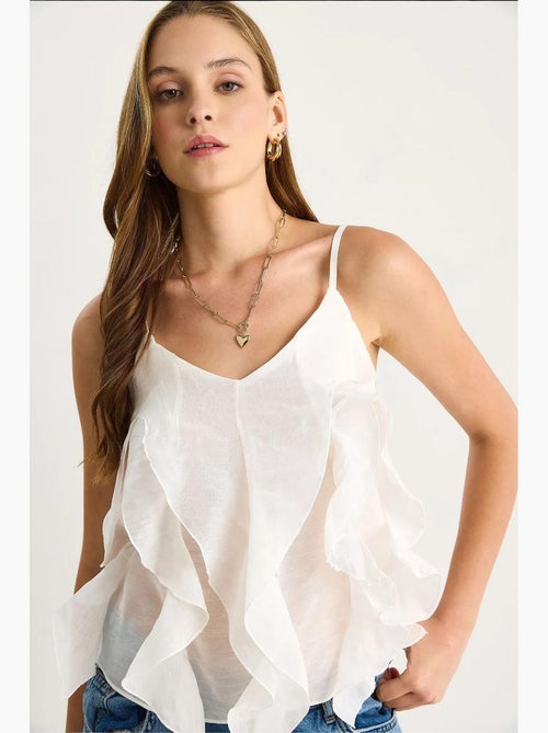 Camisole v-hals katoen met ruches lucci - Kiabi Camisole v-hals katoen met ruches lucci - Kiabi