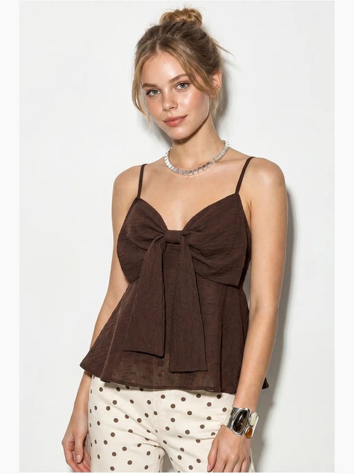 Camisole v-hals katoenmix met strik lucci - Kiabi