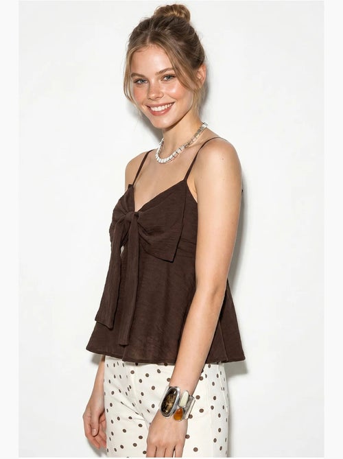 Camisole v-hals katoenmix met strik lucci - Kiabi