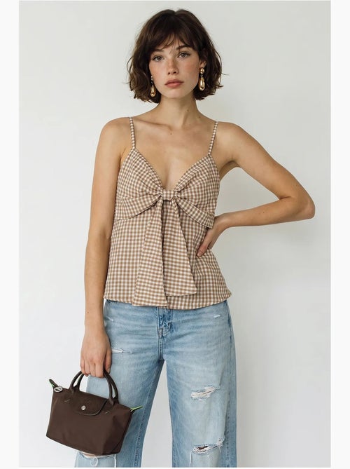 Camisole v-hals katoenmix met strik lucci - Kiabi Camisole v-hals katoenmix met strik lucci - Kiabi