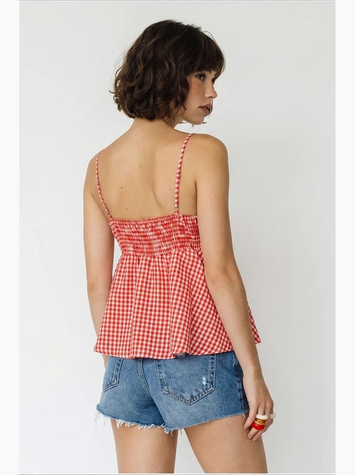 Camisole v-hals katoenmix met strik lucci - Kiabi