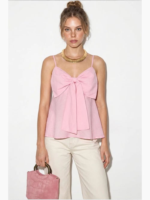 Camisole v-hals katoenmix met strik lucci - Kiabi Camisole v-hals katoenmix met strik lucci - Kiabi