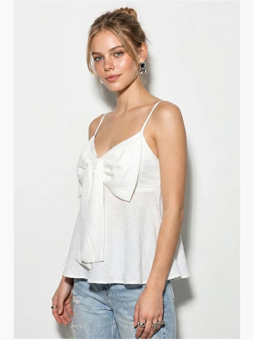 Camisole v-hals katoenmix met strik lucci - Kiabi