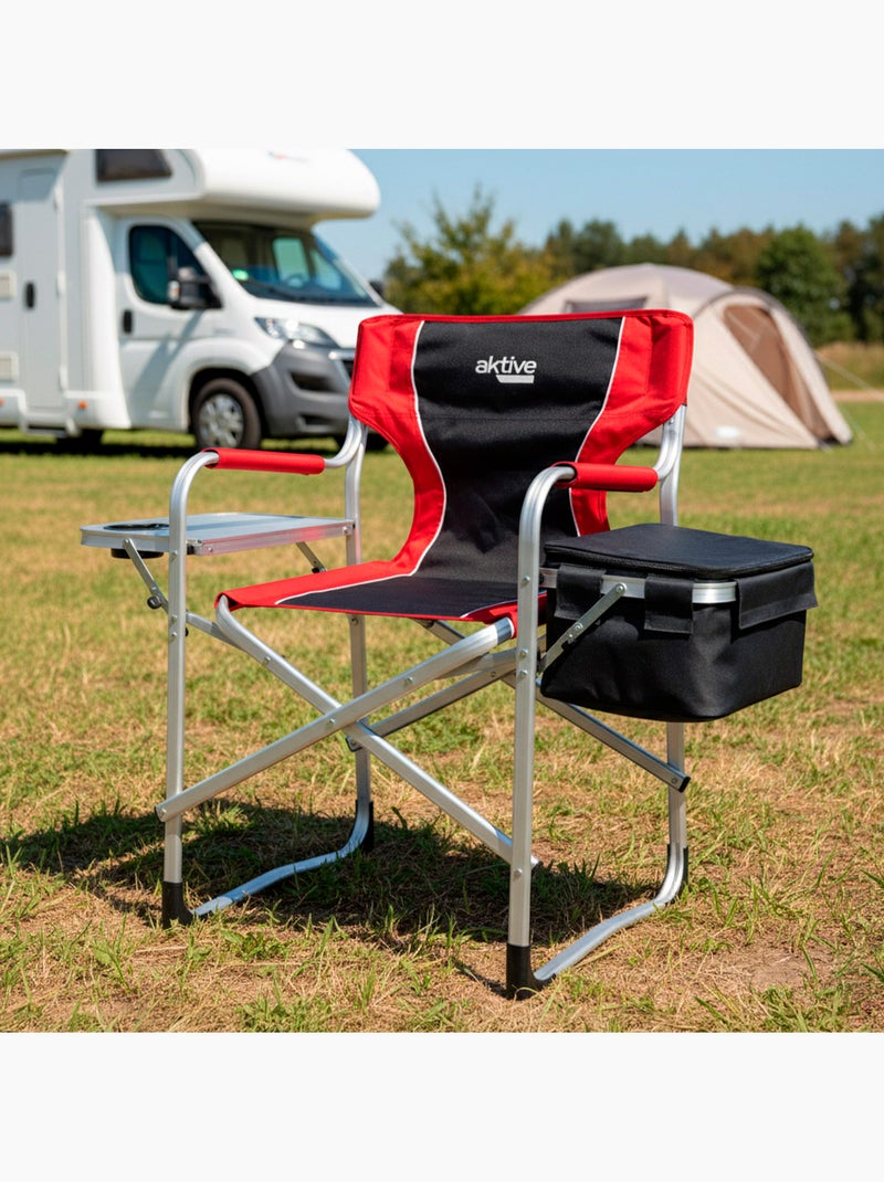 Campingstoel voor regisseurs met tafel en thermische tas aktive Zwart Rood - Kiabi