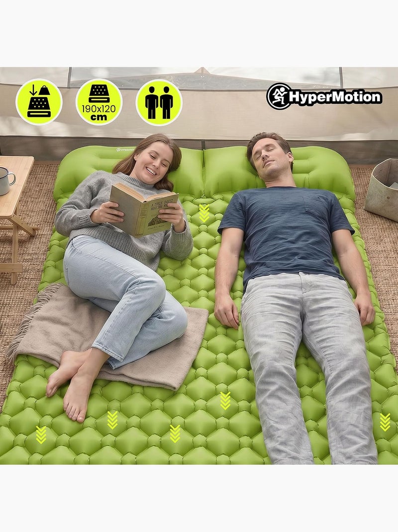 Campmat 2 hypermotion: lichtgewicht tweepersoons luchtmatras voor comfortabele outdooravonden Groen - Kiabi