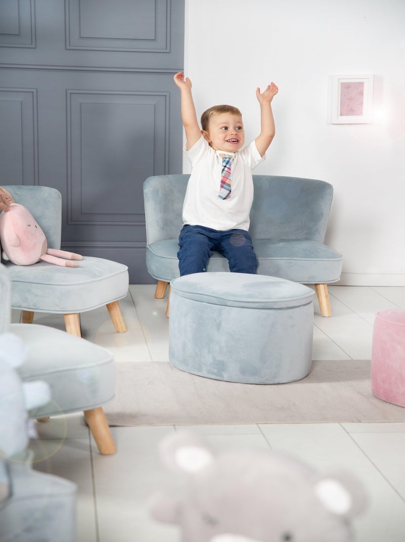 Canapé enfant en velours avec pieds en bois massif - ROBA 'lil sofa' Bleu clair - Kiabi