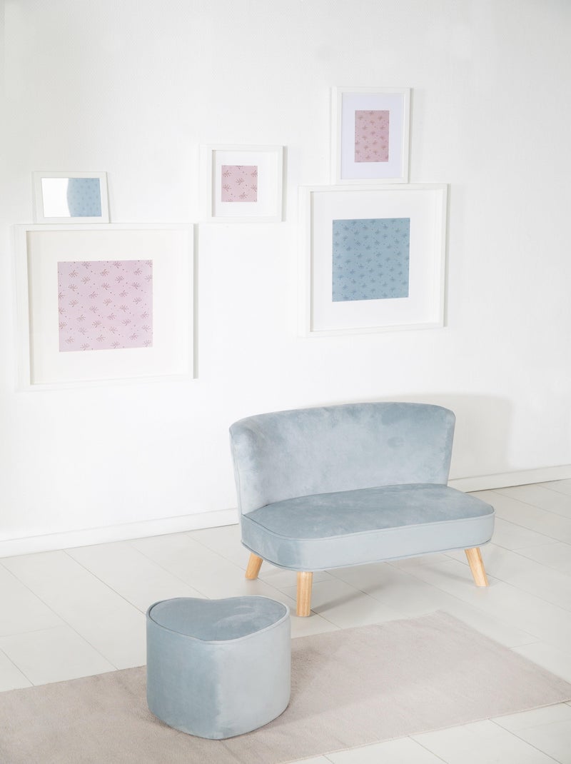 Canapé enfant en velours avec pieds en bois massif - ROBA 'lil sofa' Bleu clair - Kiabi