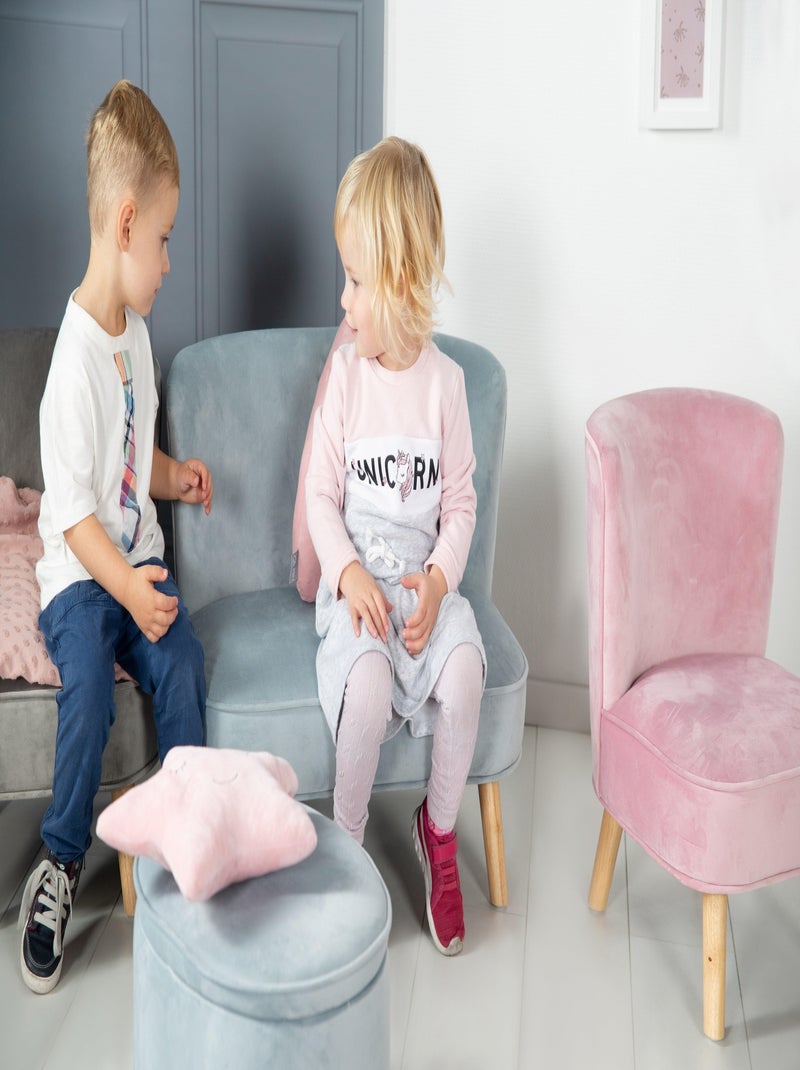 Canapé enfant en velours avec pieds en bois massif - ROBA 'lil sofa' Bleu clair - Kiabi