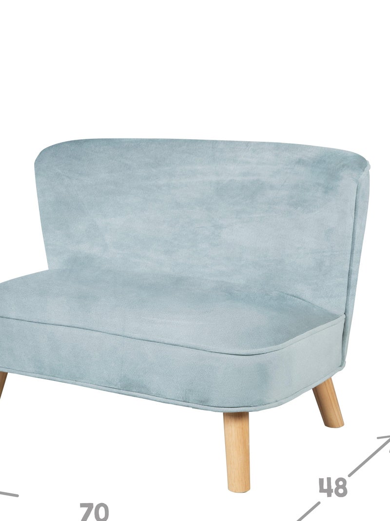 Canapé enfant en velours avec pieds en bois massif - ROBA 'lil sofa' Bleu clair - Kiabi