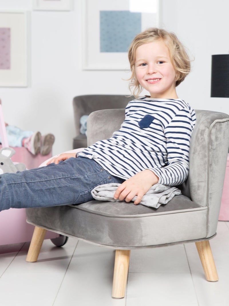 Canapé enfant en velours avec pieds en bois massif - ROBA 'lil sofa' Gris - Kiabi