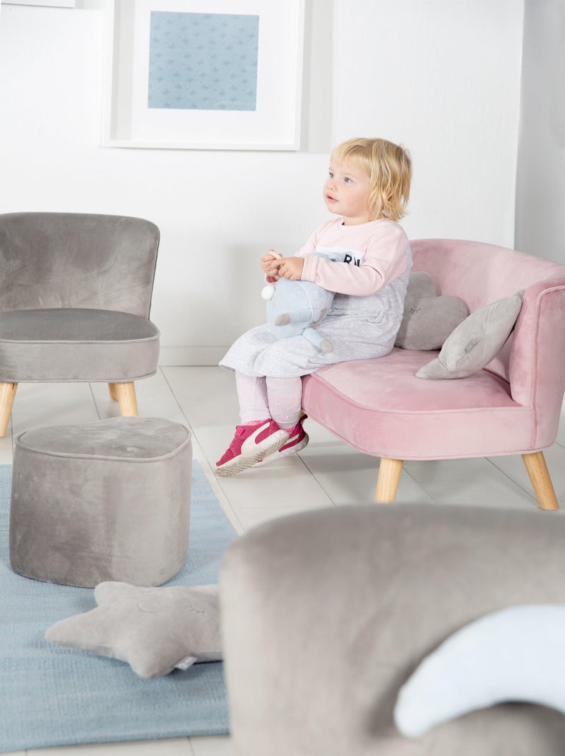 Canapé enfant en velours avec pieds en bois massif - ROBA 'lil sofa' Rose - Kiabi