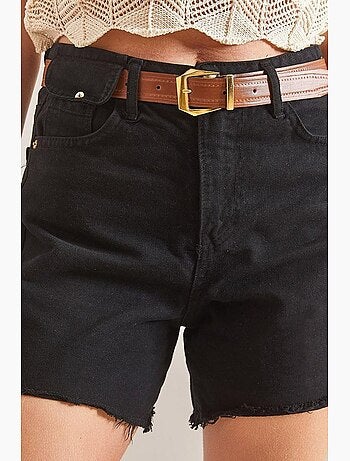 Canvas gabardine denim shorts met riem lucci