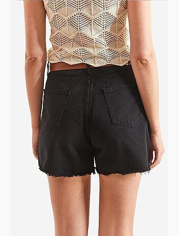 Canvas gabardine denim shorts met riem lucci