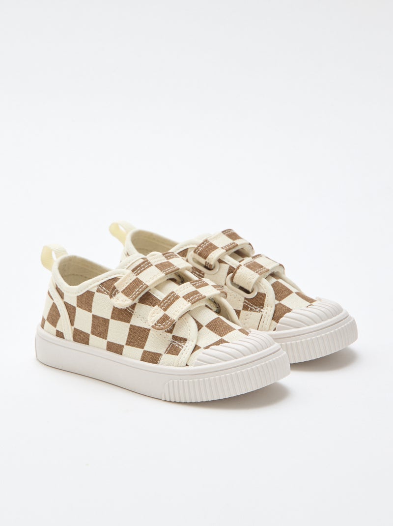 Canvas sneakers met klittenband Bruin - Kiabi