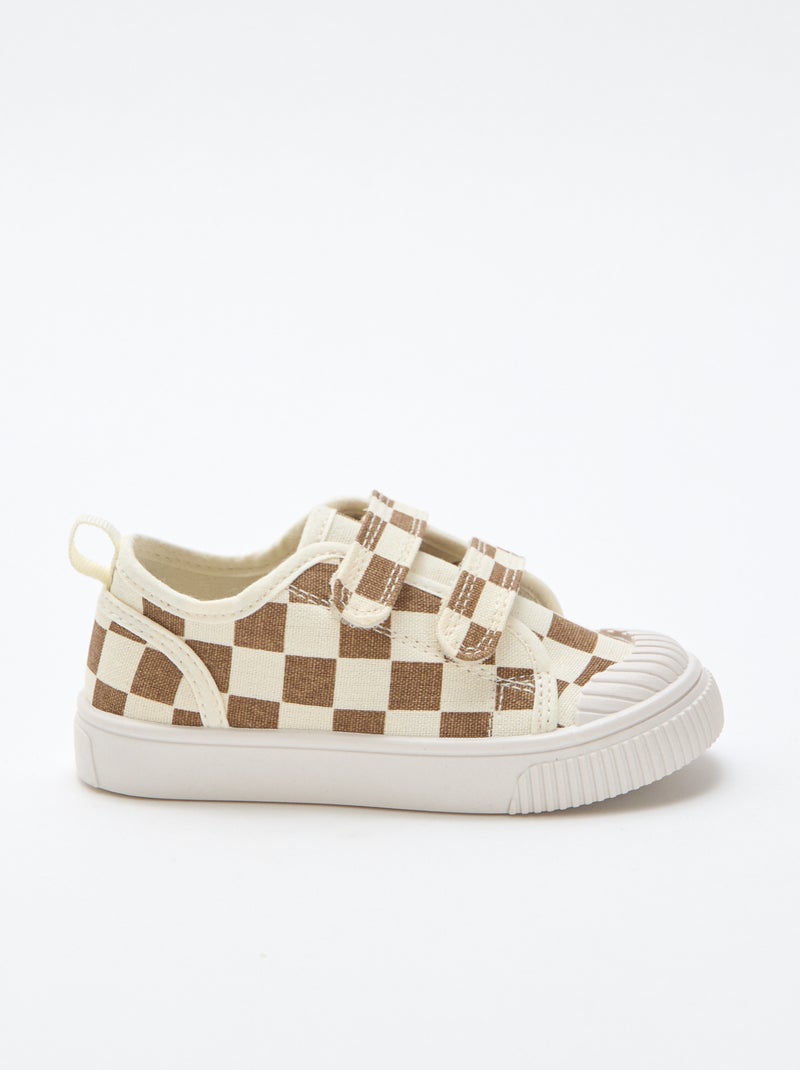 Canvas sneakers met klittenband Bruin - Kiabi