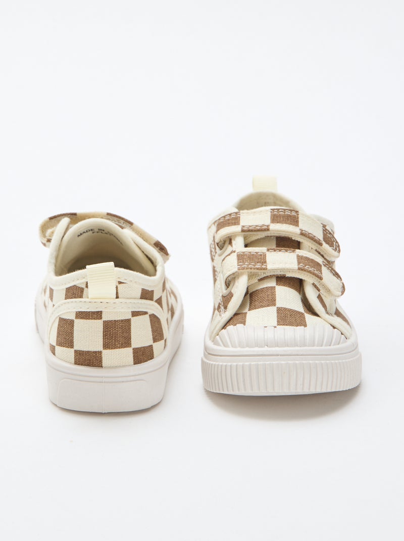 Canvas sneakers met klittenband Bruin - Kiabi