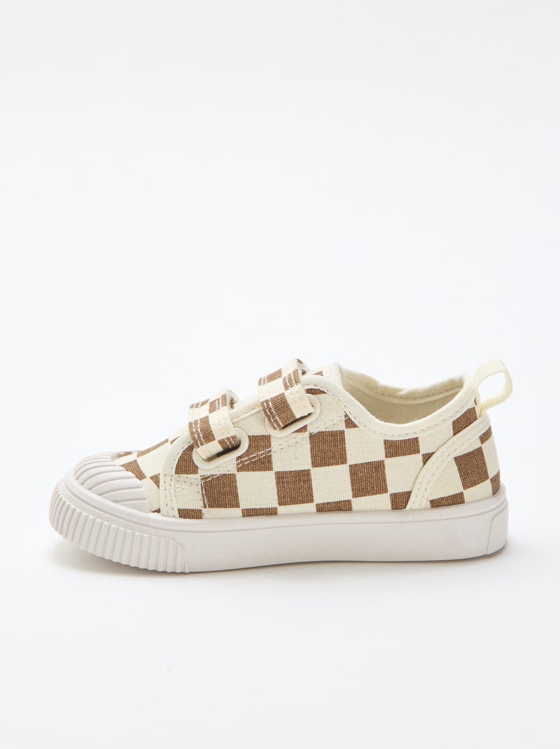 Canvas sneakers met klittenband Bruin - Kiabi