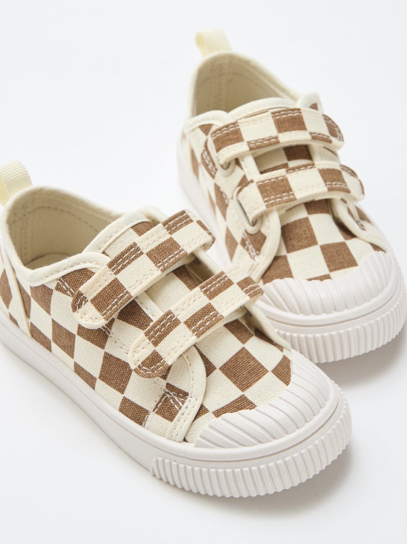 Canvas sneakers met klittenband Bruin - Kiabi