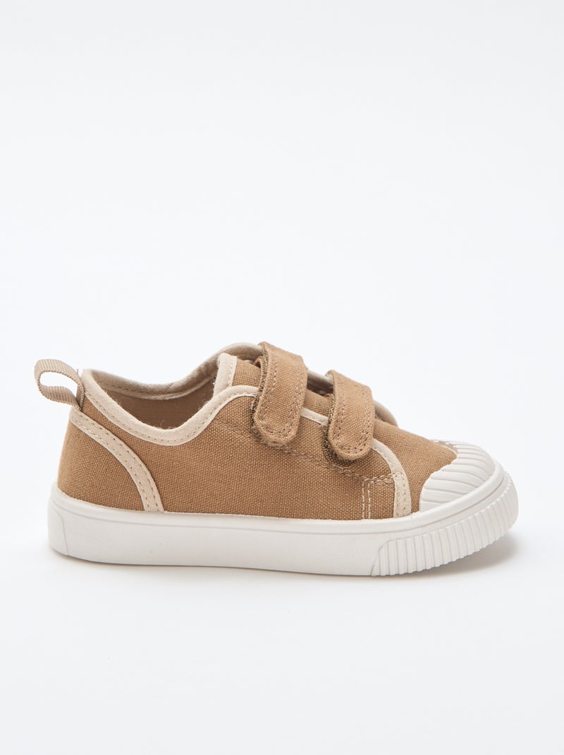 Canvas sneakers met klittenband Bruin - Kiabi