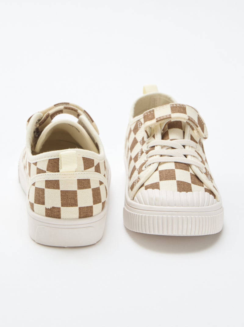 Canvas sneakers met klittenband Bruin - Kiabi