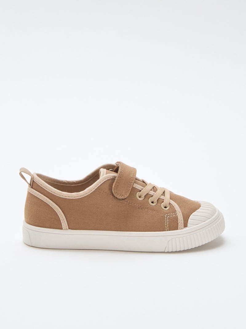 Canvas sneakers met klittenband Bruin - Kiabi