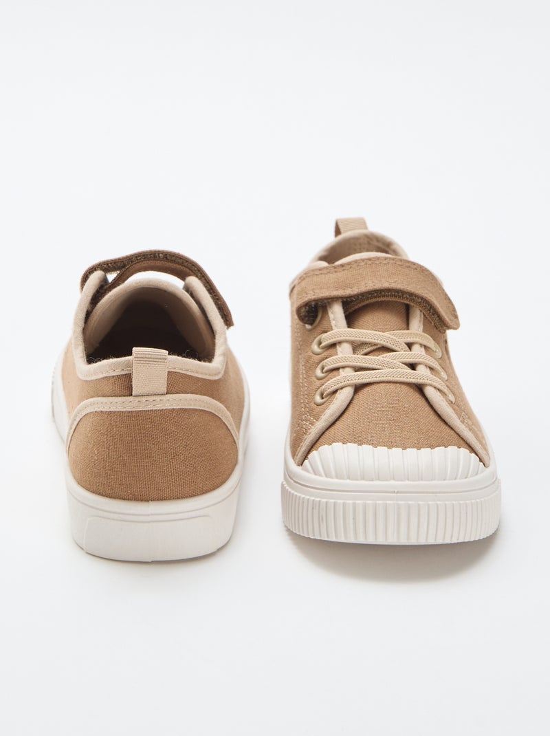 Canvas sneakers met klittenband Bruin - Kiabi