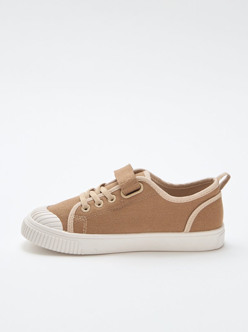 Canvas sneakers met klittenband Bruin - Kiabi