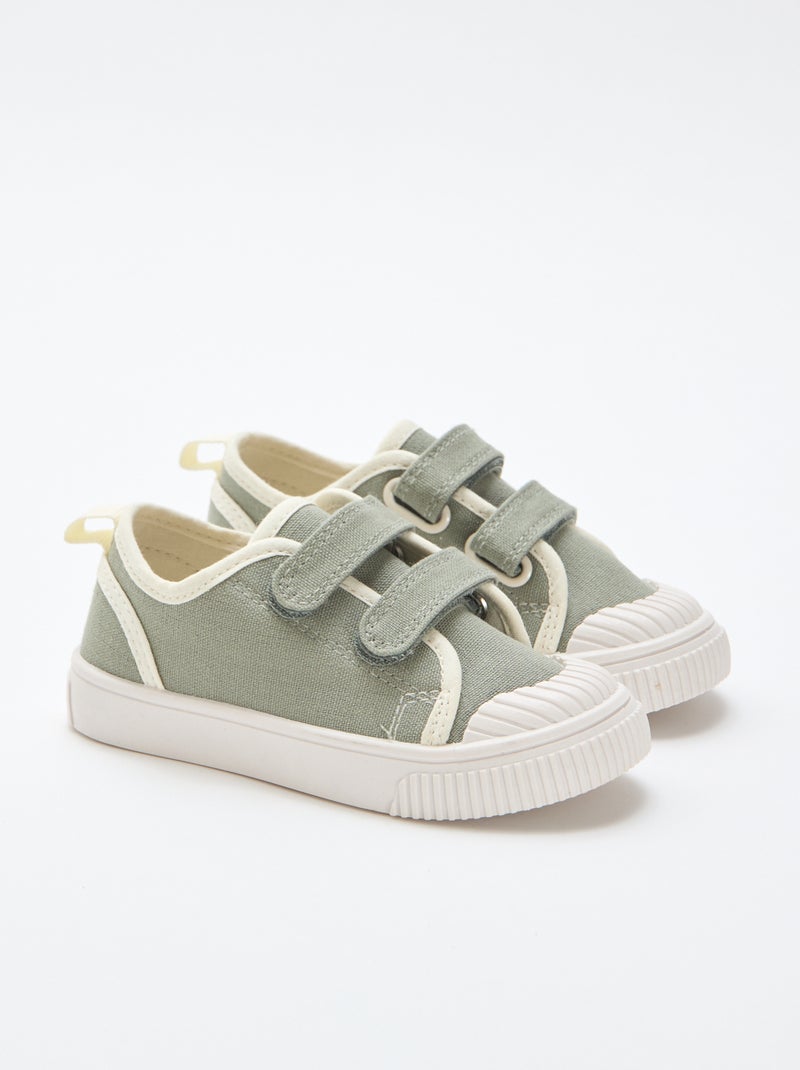 Canvas sneakers met klittenband Groen - Kiabi